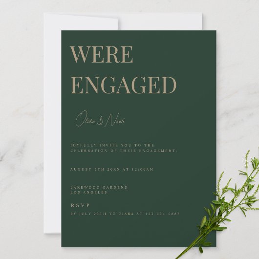 Invitation de la partie d'engagement vert moderne