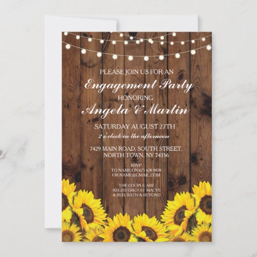 Invitation de la partie d'engagement Wood Lights (Devant)