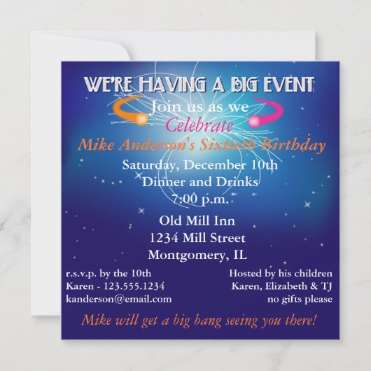 Invitation de la partie d'événement de physique (Devant)