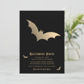 Invitation de la partie d'Halloween Bat d'or noir (Debout devant)