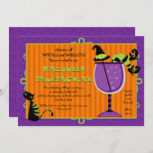 Invitation de la partie d'Halloween de Witch (Devant / Derrière)