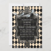 Invitation de la partie d'Halloween en noir et crè (Devant)