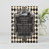 Invitation de la partie d'Halloween en noir et crè (Debout devant)