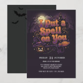 Invitation de la partie d'Halloween sorcière (Devant / Derrière)