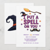 Invitation de la partie d'Halloween sorcière (Devant / Derrière)