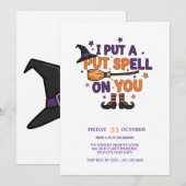 Invitation de la partie d'Halloween sorcière (Devant / Derrière)