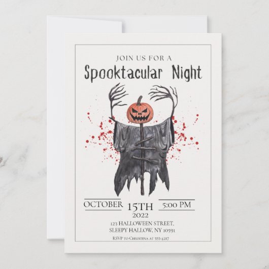 Invitation de la partie d'Halloween Spooktacular (Devant)