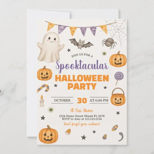 Invitation de la partie d'Halloween Spooktacular (Devant)