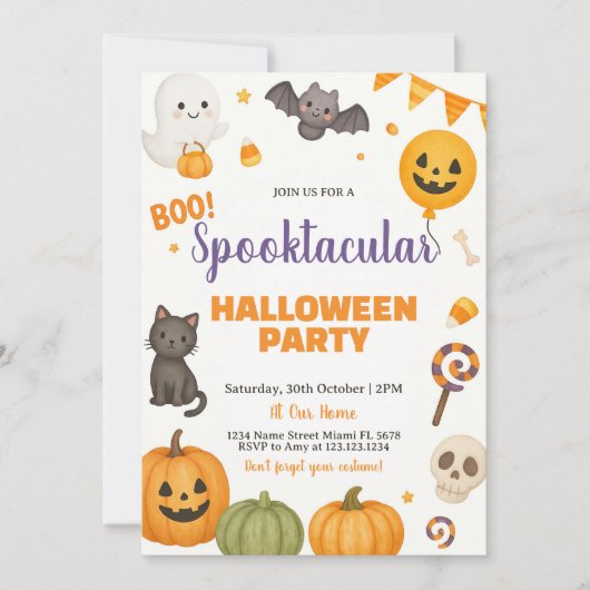 Invitation de la partie d'Halloween Spooktacular (Devant)