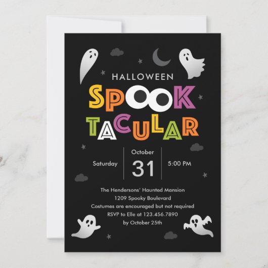 Invitation de la partie d'Halloween Spooktacular (Devant)