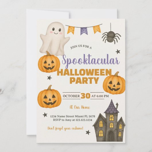 Invitation de la partie d'Halloween Spooktacular (Devant)