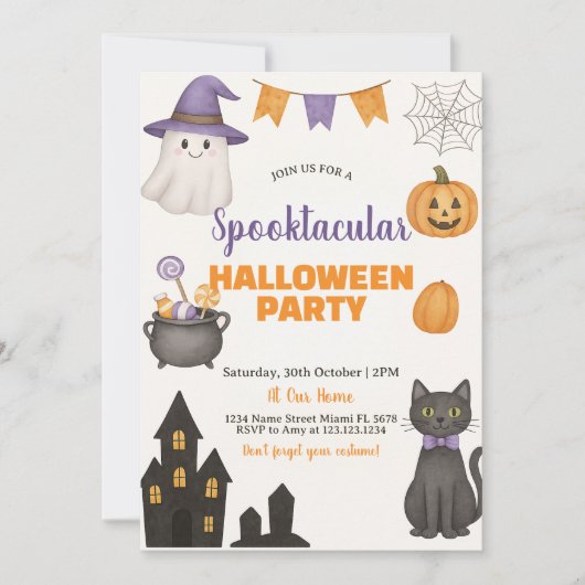 Invitation de la partie d'Halloween Spooktacular (Devant)