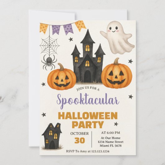 Invitation de la partie d'Halloween Spooktacular (Devant)