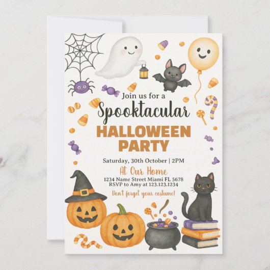 Invitation de la partie d'Halloween Spooktacular (Devant)