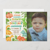 Invitation de la partie Dino modifiable personnali (Devant / Derrière)