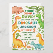 Invitation de la partie Dino modifiable personnali (Devant / Derrière)