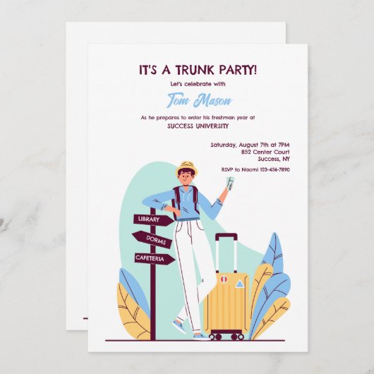 Invitation de la partie du tronc d'arrivée du camp (Devant / Derrière)