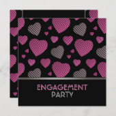 Invitation de la partie Engagement Coeurs rose et (Devant / Derrière)