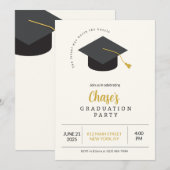 Invitation de la partie Gold et Black Graduation (Devant / Derrière)