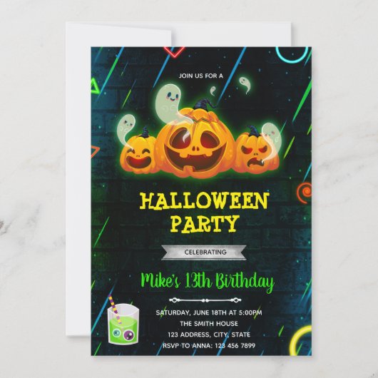 Invitation de la partie halloween (Devant)