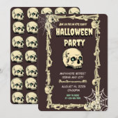 Invitation de la partie Halloween crâne (Devant / Derrière)
