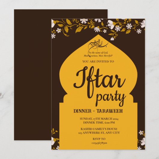 Invitation de la partie IFTAR (Devant / Derrière)