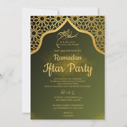 Invitation de la partie IFTAR (Devant)