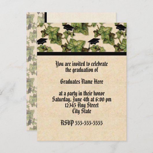 Invitation de la partie Ivy (Devant / Derrière)