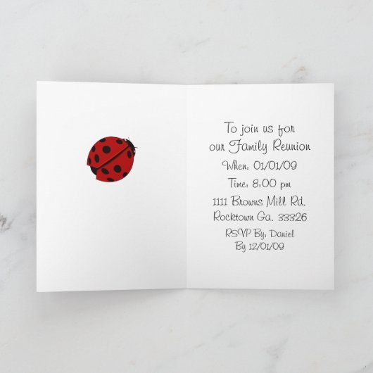 Invitation de la partie Ladybug (Intérieur)