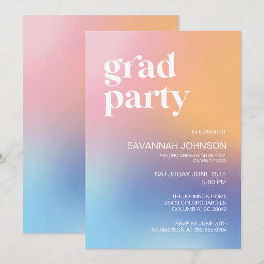 Invitation de la partie moderne Gradient Aura Rain (Devant / Derrière)