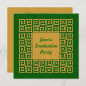 Invitation de la partie Motif Green & Gold Key (Devant / Derrière)