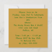 Invitation de la partie Motif Green & Gold Key (Dos)