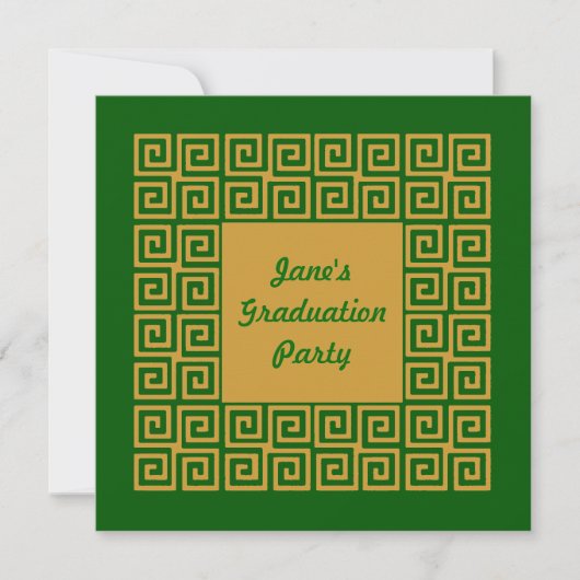 Invitation de la partie Motif Green & Gold Key (Devant)