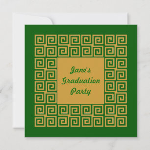 Invitation de la partie Motif Green & Gold Key