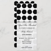 Invitation de la partie noire Polka Dot (Devant / Derrière)