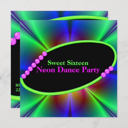 Invitation de la partie personnalisée de Neon Abst (Devant / Derrière)