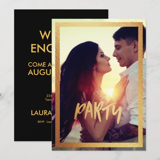 Invitation de la partie photo Fiançailles Gold Spa (Devant / Derrière)