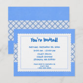 Invitation de la partie Plaid Bleu et Blanc (Devant / Derrière)