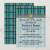 Invitation de la partie Plaid Bleu et orange (Devant / Derrière)