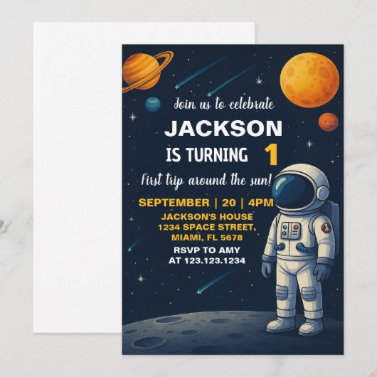 Invitation de la partie Planètes spatiales (Devant / Derrière)