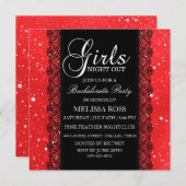 Invitation de la partie Red Sparkle/Lace (Devant / Derrière)