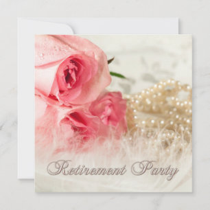 Invitation de la partie retraite avec roses et per