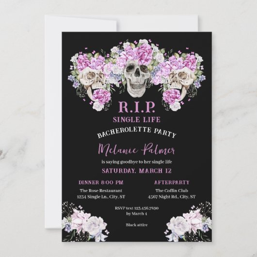 Invitation de la partie Rose R.I.P. Bachelorette (Devant)