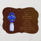 Invitation de la partie Rustic Blue Mason Jar Bach (Devant / Derrière)