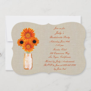 Invitation de la partie Rustic Orange Mason Jar Ba
