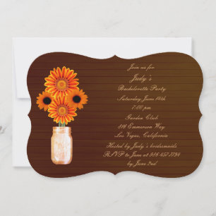 Invitation de la partie Rustic Orange Mason Jar Ba