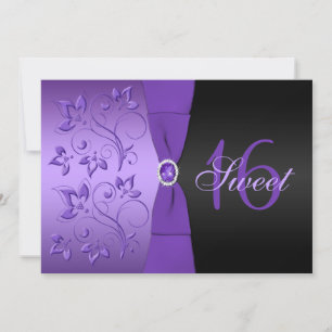 Invitation de la partie Sweet sixteen violet et no