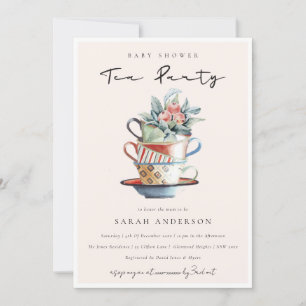 Invitation de la partie thé Baby shower tasses emp