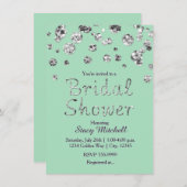 Invitation de la Parties scintillant d'argent vert (Devant / Derrière)