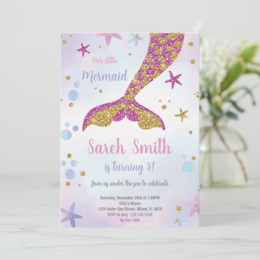 Invitation de la Parties scintillant de sirène ros (Debout devant)